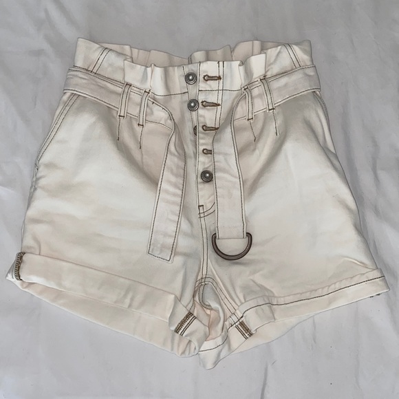 Free People denim paper-bag shorts - Picture 1 of 3